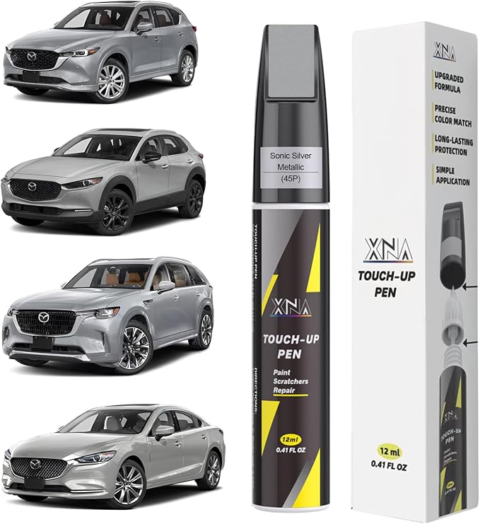 XNA Sonic Silver Metallic(45P) for Mazda Touch Up Paint, Car Scratch Remover for Nicks and Chips Repair, 2-In-1 Quick & Easy Fix Car Scratch Repair Kit with Exact Color-Matched