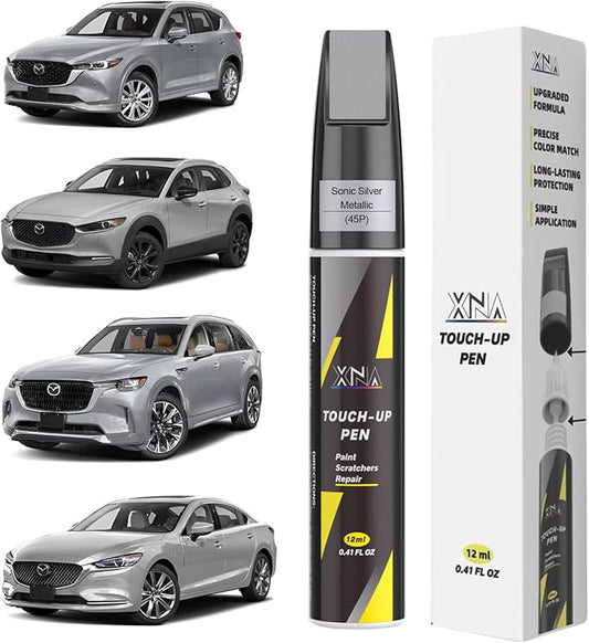 XNA Sonic Silver Metallic(45P) for Mazda Touch Up Paint, Car Scratch Remover for Nicks and Chips Repair, 2-In-1 Quick & Easy Fix Car Scratch Repair Kit with Exact Color-Matched