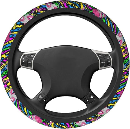 The Universal Elastic Steering Wheel Protective Cover Vintage 80s 90s Style is Heat-Resistant and Non-Slip Suitable for Most Vehicles