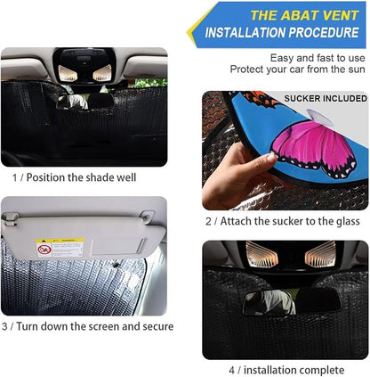Cars Front Sun Shade Windshield,Foldable Reflective Sun Visor Colorful Flower Butterfly Windshield Sunshade Cover,Blocks UV Ray Sun Protect Interior Keep Cool,53" x 23.5 "