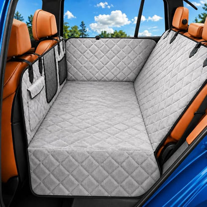 IJVAE Hard Bottom Car Seat Cover for Dog，Grey for Full Size SUV