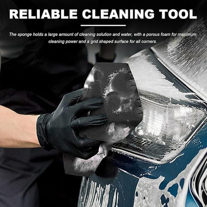 Car Wash Sponge, Large Scratch-Free Cross Cut Sponge for Soap and Rinseless Washing, Durable Ultra Soft Foam Grid Extra Absorbent Car Cleaning Sponge Pad, Car Accessories (Black)