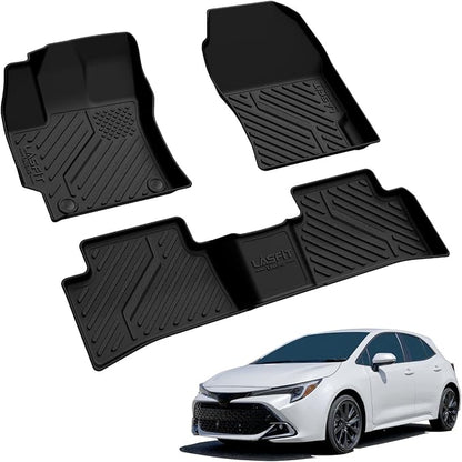 LASFIT Floor Mats Custom Fit for Toyota Corolla Hatchback 2019-2026, All-Weather Protection TPE 1st & 2nd Row Car Liners for Toyota Corolla Hatchback Accsessories, Black, Easy to Clean