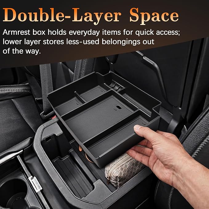Center Console Organizer for GMC Yukon & Chevy Tahoe/Suburban | 2021-2026, Compatible with Power Sliding Console Storage Box ONLY, Denali/High Country, Easy Installation