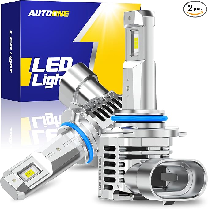 AUTOONE HIR2 9012 LED Bulbs 6500K White, 90000LM Plug and Play, IP68 Automotive Replacement HIR2 Lights, 2 PCS