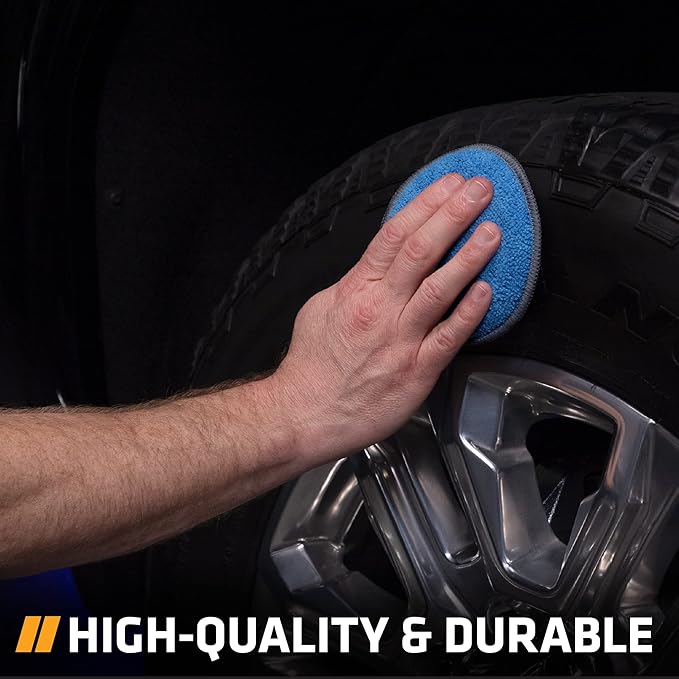 Viking Microfiber Car and Tire Wax Applicator Pads and Cleaning Pads - Blue/Grey, 5 in. Diameter, 6 Pack