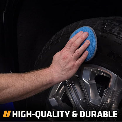 Viking Microfiber Car and Tire Wax Applicator Pads and Cleaning Pads - Blue/Grey, 5 in. Diameter, 6 Pack