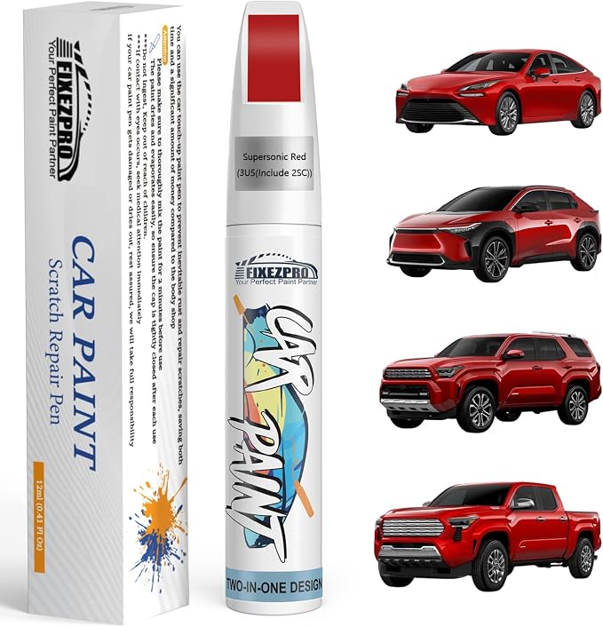3U5/2SC Supersonic Red Car Touch Up Paint for Toyota, Color Match Auto Paint Repair Pen,Professional Car Scratch Repair Remover Pen Quick Drying, Easy to Use