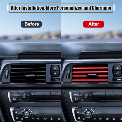 20 Pieces Universal Car Auto Air Conditioner Vent Outlet Trim Strip, Waterproof Flexible Shiny Auto Car Vent Interior Accessories for All Air Vent Outlet (20PCS - Red)