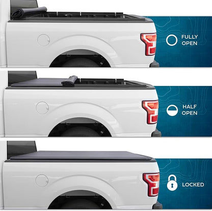 American Flag Truck Tonneau Cover for Ford F-250 F-350 Super Duty 1999-2016 / F-350 with 6.8 ft Bed Length, All-Weather Soft Roll Truck Bed Cover for Truck Black/Gray Flag