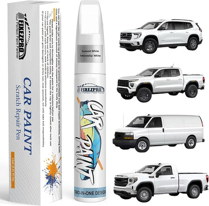 Summit White/Interstellar White(GAZ/WA8624) Touch Up Paint for GMC, Exact Color Match Car Paint Scratch Repair Remover Pen Kit Fix Vehicle Chips and Automotive Nicks Scuff