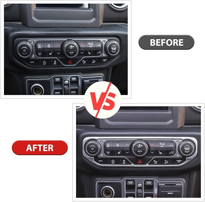 RT-TCZ Air Conditioning Dashboard Center Console Control Trim Panel Cover Interior Accessories Decoration Trim Kit for 2018-2022 Jeep Wrangler JL JLU & Jeep Gladiator JT (Silver)