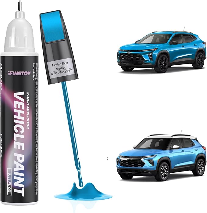 GKN/WA253K Marina Blue Metallic Touch Up Paint for Chevrolet, Car Scratch Repair Paint Kit with 2 in 1 Brush and Pen Nip, Exact-Match & Quick Drying Design for Chips and Nicks