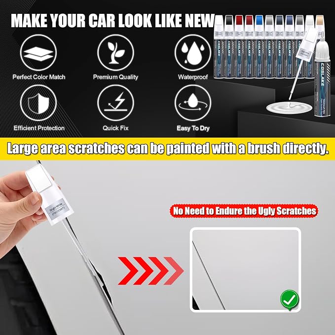 Car Touch Up Paint(Delmonico Red Pearl-Coat(PRV/NRV)) for Dodge Ram, Car Paint Scratch Repair Kit, Quick & Easy Solution to Repair, 2 in 1 Scratch Remover Pen with 2PCS Disposable Micro Applicators