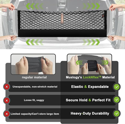 Muslogy Truck Bed Cargo Net Trunk Netting Compatible with 2025 2026 Subaru Forester Accessories, Pickup Cargo Organizer SUV Sedan Storage Net w/Heavy Duty Carabiners