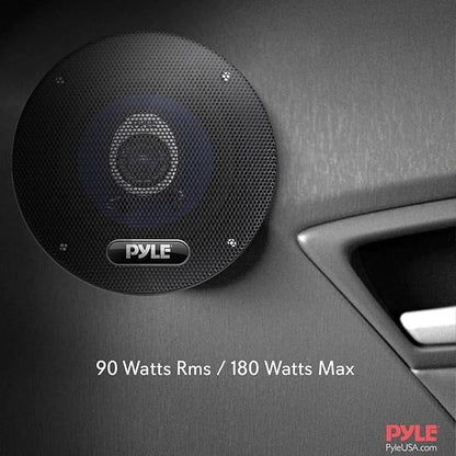 Pyle 4" Car Sound Speaker (Pair) - Upgraded Blue Poly Injection Cone 2-Way 180 Watt Peak w/ Non-fatiguing Butyl Rubber Surround 110 - 20Khz Frequency Response 4 Ohm & 3/4" ASV Voice Coil - PL42BL