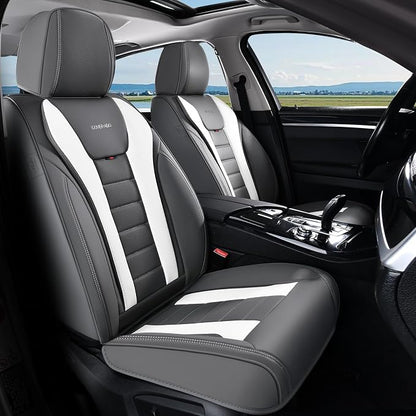 Coverado Car Seat Covers Full Set, Seat Covers for Cars, Front Seat Covers and Back Seat Cover Waterproof Leather Automotive Seat Cover, Universal Car Interior Protectors Cushion for Most Cars
