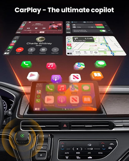 Wireless 2-in-1 CarPlay Adapter for Android: BANKKY Fast Auto-Connect 5GHz Dual-Band Car Adapter for iPhone Stable Connection Plug & Play Low Latency Mini Upgraded Wired to Wireless for CarPlay