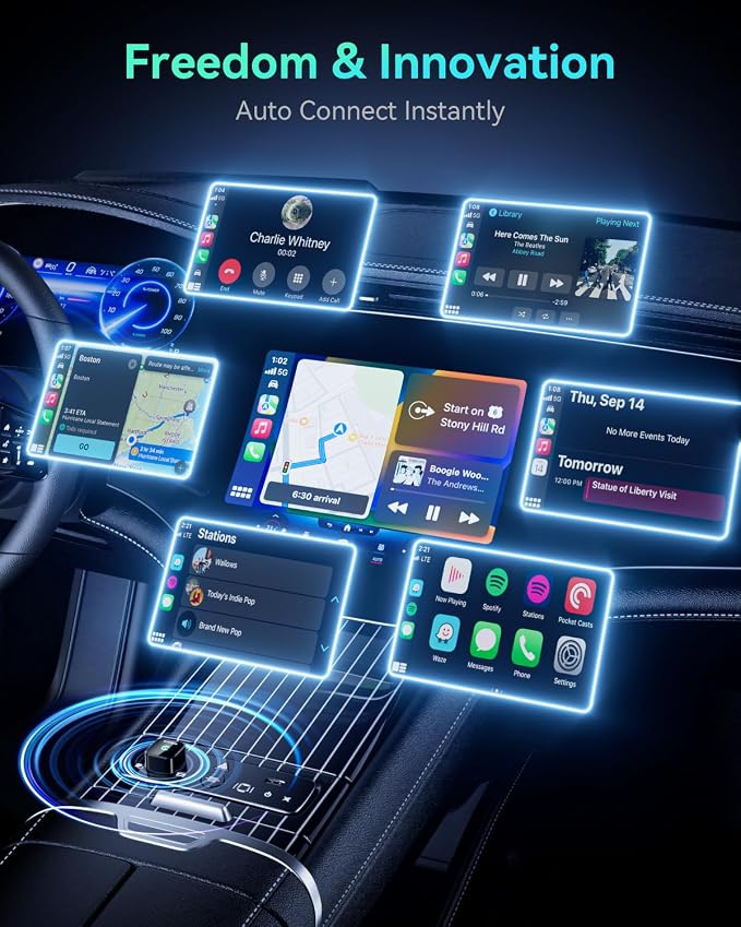 Wireless CarPlay Adapter 2025 Version, 2-in-1 Stable 5.8GHz Connection, Plug & Play via USB/USB-C, Auto Connect (Style 2)