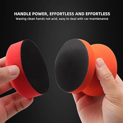 3 Inch Polishing Pad, SPTA 8Pcs Car Wax Applicator Pads with Handle and Towel, Hand Foam Pads & Microfiber Pad Kit, Detailing Buffing Pads for Car Polishing Waxing Buffing Glaze