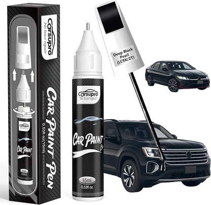 Deep Black Pearl(LC9X/2T) for Volkswagen Touch Up Paint Pen, 2 in 1 Car Scratch Remover with Pen Tip and Brush, Precise Color Match for Car Paint Scratch Repair, Quickly and Easily Fix Chips and Nicks