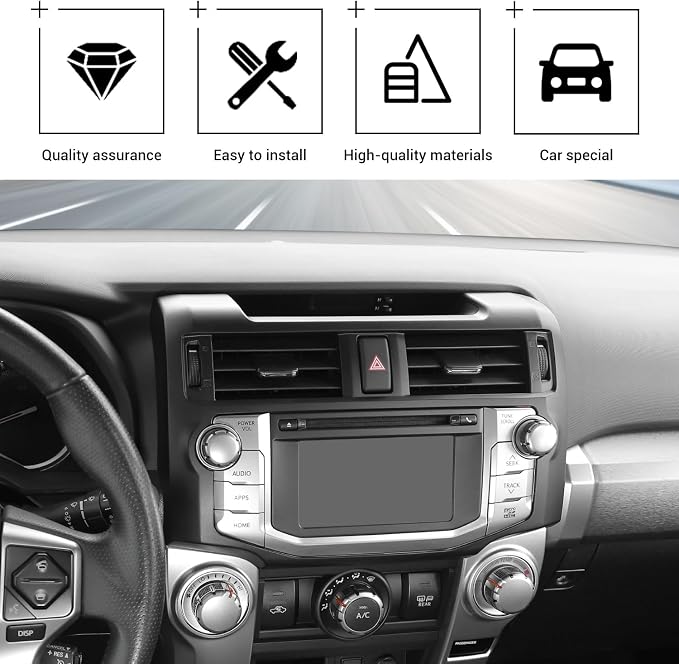 Hoolcar Dashboard Center Console Navigation Trim Panel Decoration GPS Interior Cover Trim Accessories Compatible with Toyota 4Runner 2010-2019, Matte Black