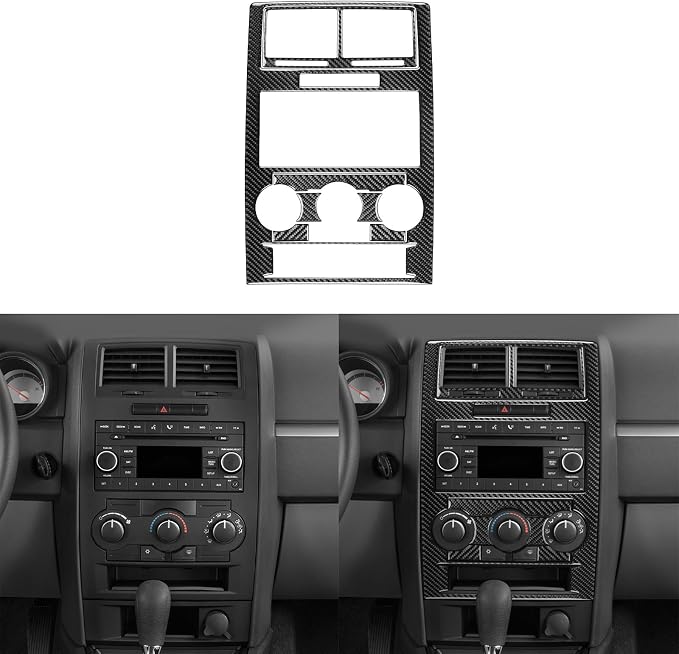 Car Center Console Panel Decal Kit Real Quality Carbon Fiber Trim Compatible with Dodge Charger 2008 2009 2010 Premium Interior Accessories Decor Sticker Style A 7pcs Black