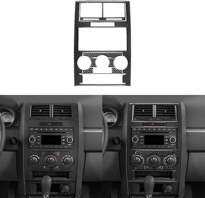 Car Center Console Panel Decal Kit Real Quality Carbon Fiber Trim Compatible with Dodge Charger 2008 2009 2010 Premium Interior Accessories Decor Sticker Style A 7pcs Black