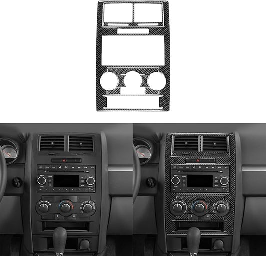 Car Center Console Panel Decal Kit Real Quality Carbon Fiber Trim Compatible with Dodge Charger 2008 2009 2010 Premium Interior Accessories Decor Sticker Style A 7pcs Black