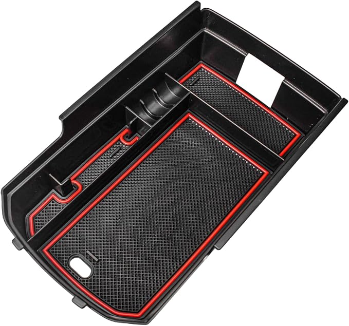 HGWEI Center Console Organizer Compatible with GMC Terrain 2018-2024 Interior Accessories Terrain SL/SLE/SLT/AT4/Denali Middle Insert Tray Armrest Storage Box with Coin Holder (NOT FOR 2025-2026) Red