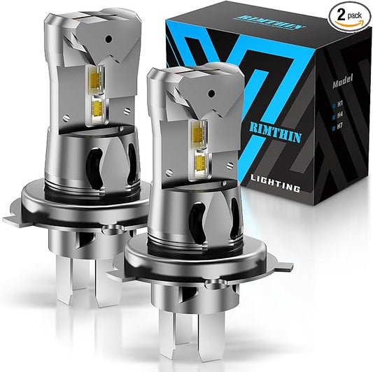 rimthin H4/9003 Fog Light Bulbs, 32,000LM Super Bright 1:1 Mini Size, 6000K Cool White Fog Lights with Cooling Fan, Plug and Play, Pack of 2