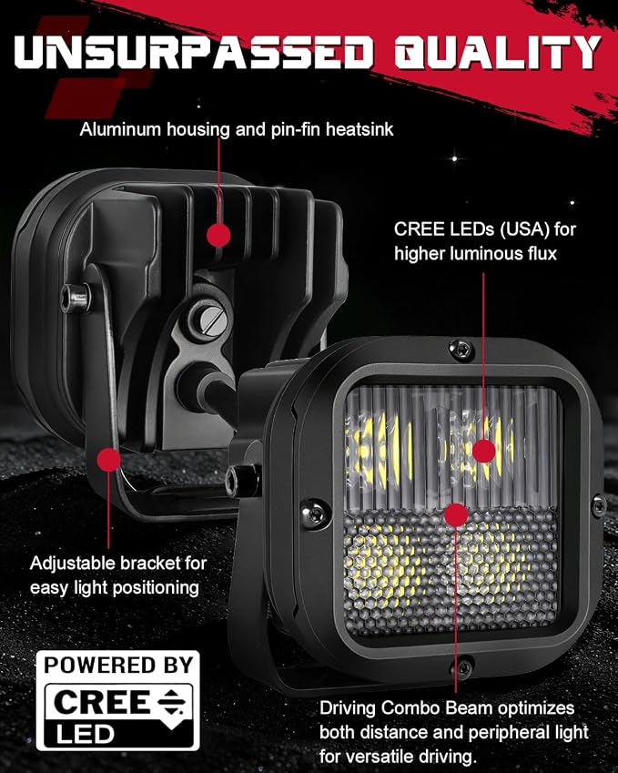 LED Pods, OFFROADTOWN 3inch 80W CREE LED Pods Off Road Driving Fog Lights Cubes Backup Reverse Camper Lights for Truck Pickup Dirt Bike UTV ATV SUV Camper Boat 4x4 Car - Driving Combo Beam