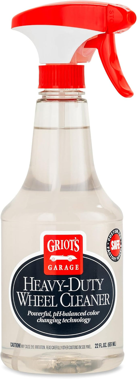Griot's Garage Heavy-Duty Wheel Cleaner for All Wheel Finishes, Breaks Down and Removes Stubborn Brake Dust and Grime, PH Balanced, Non-Acidic, 10973, 22oz