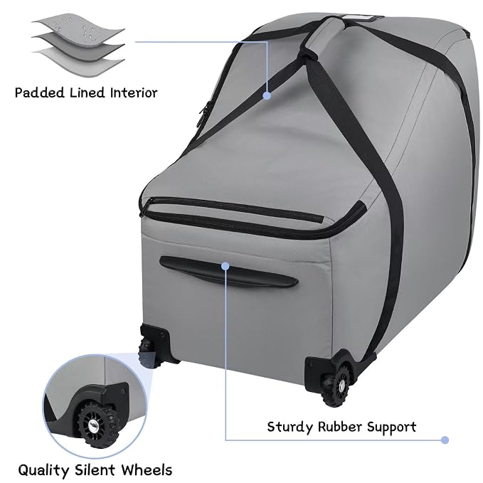 SCTEL Car Seat Bags for Air Travel Fit Chicco Keyfit 35 and Anti-rebound Bar Base, Fit Doona Car Seat Stroller and Base, Nuna Pipa Travel Bag, Infant Car Seat Bag, Doona Travel Bag