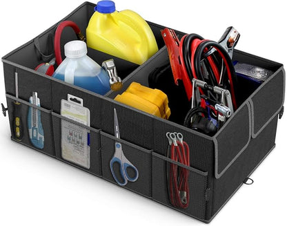 EPAuto Foldable Car Trunk Organizer, 3-Compartment with Removable Divider, Black