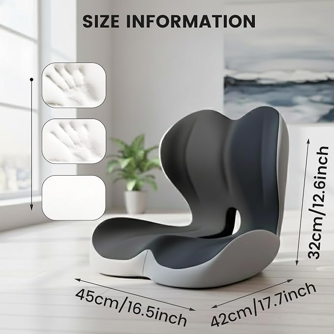 Ergonomic Seat Cushion with Memory Foam & Lumbar Support – Orthopedic Cushion for Car, Truck & Office Chairs, Non-Slip Pad for Daily Comfort