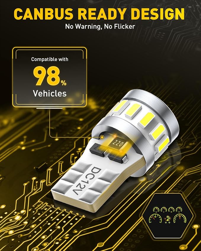 AUXITO Latest 194 LED Bulb 6500K White Super Bright 168 2825 T10 W5W LED Bulb for Car Dome Door Map Courtesy Trunk Cargo License Plate Tail Lights, Pack of 10