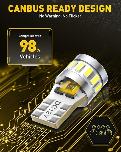 AUXITO Latest 194 LED Bulb 6500K White Super Bright 168 2825 T10 W5W LED Bulb for Car Dome Door Map Courtesy Trunk Cargo License Plate Tail Lights, Pack of 10