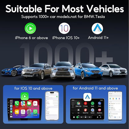 Wireless CarPlay Adapter Convert Factory Wired CarPlay to Wireless, Zero Latency, Mini Plug & Play Design with Stable Connection USB-A/Type-C for iOS 10+ & 2016+ Cars, Black