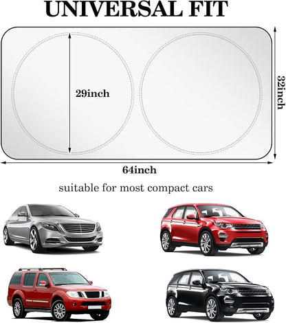 Woanger Windshield Sun Shade Foldable Car Front Window Covers for Car Accessories Sun Heat UV Rays Visor Protector Protection for Universal Cars SUV Truck (Solid Style)