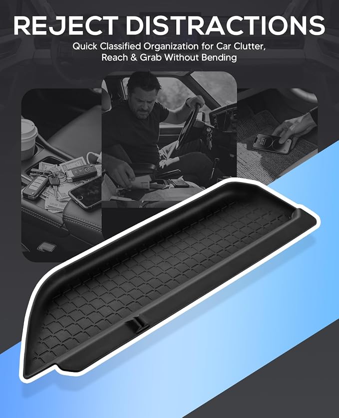Autorder 2PCS Center Console Organizer Tray for 2026 Toyota RAV4 Accessories - Anti-Scratch & Waterproof Passenger Organizer Tray & Lower Center Console Tray - Silicone Black