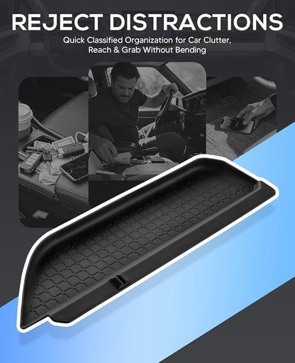 Autorder 2PCS Center Console Organizer Tray for 2026 Toyota RAV4 Accessories - Anti-Scratch & Waterproof Passenger Organizer Tray & Lower Center Console Tray - Silicone Black
