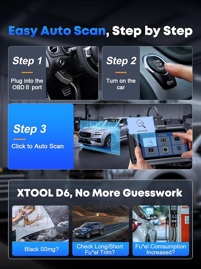 XTOOL D6 OBD2 Scanner Diagnostic Tool with Lifetime Free Updates: 2026 Full System Scan Tool with 15 Resets, Crank Sensor/Throttle Relearn, EPB, Oil Reset, ABS Bleed, FCA & CAN FD, Upgrade of D5S