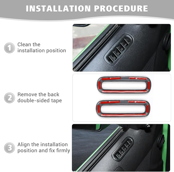 Jimen Compatible with Ford Mustang 2010-2014, Car Interior Door Side AC Vent Outlet Cover Trim (Carbon Fiber)