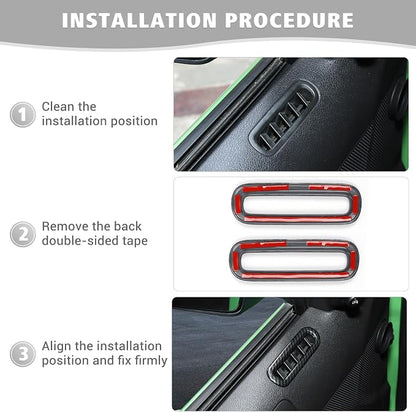 Jimen Compatible with Ford Mustang 2010-2014, Car Interior Door Side AC Vent Outlet Cover Trim (Carbon Fiber)