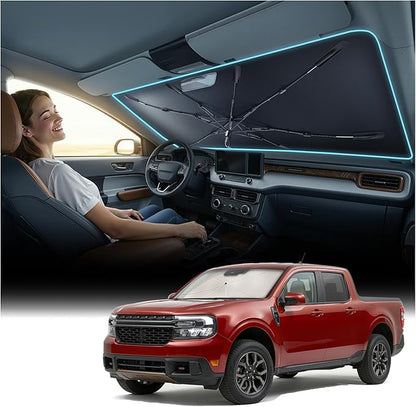 Nmoiss Windshield Sun Shade Umbrella for Ford Maverick 2022-2026 Accessories, [Vinyl Coating Heat Shield] Protect Car from Sun Rays & Heat Damage Keep Cool and Protect Interior
