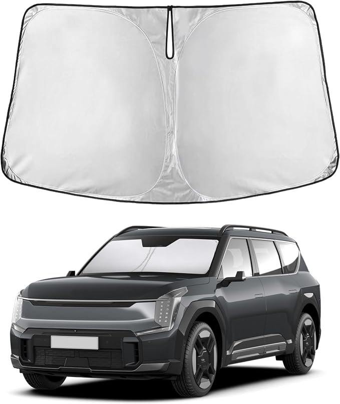 EcoNour Windshield Sunshade Compatible for Kia EV9 2024 2025 2026, Sun Visor for Front Windshield & Window Sun Shade Cover, UV Heat Blocker & Protector, Car Accessories