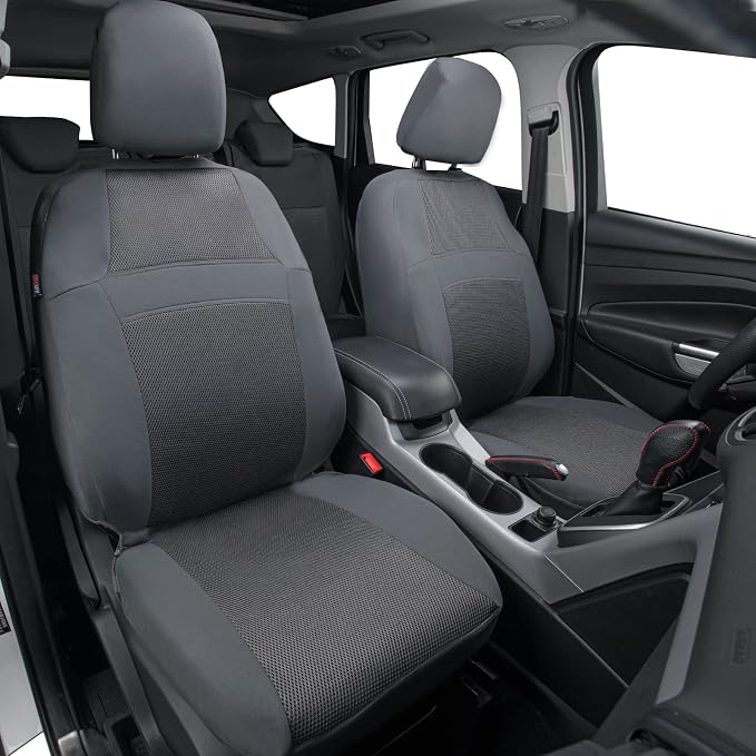 CAR PASS Seat Cover Full Sets, 3D Air Mesh Car Seat Cover with 5mm Composite Sponge Inside,Airbag Compatible Universal Fit for SUV,Vans,sedans, Trucks, Automotive Interior Covers(Pure Gray)