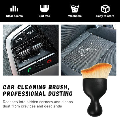 Ziciner Car Detailing Brush, Curved Soft Bristles Auto Removal Dust Collectors, Universal Vehicle Dashboard, Air Conditioner Vents etc Interior Cleaning Tool Accessories (Yellow)