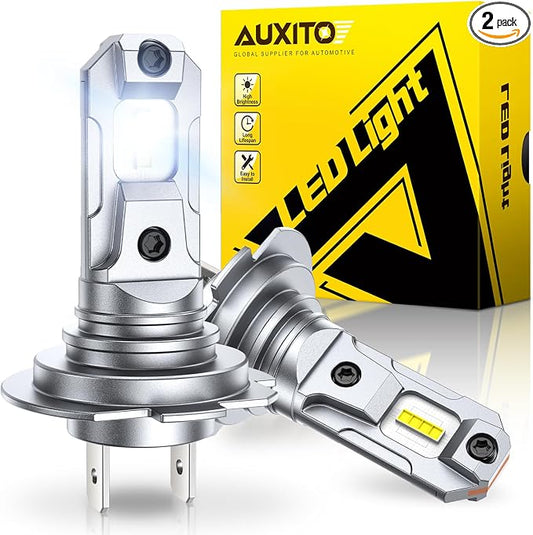 AUXITO H7 Bulb, 600% Brighter, 1:1 Mini Size No Adapter Needed, 5 Min Quick Install, No Flicker, 99% Compatibility, Pack of 2
